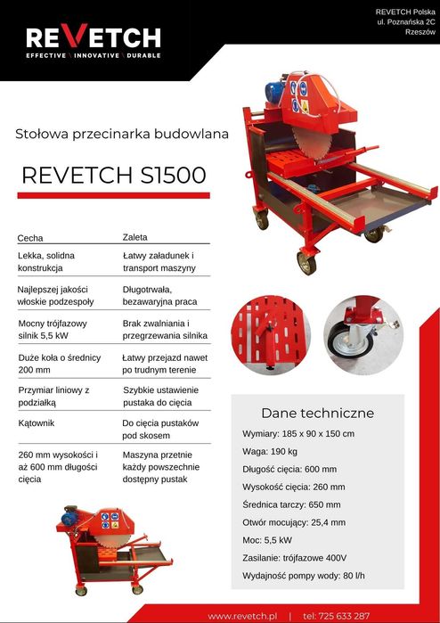 Piła przecinarka do pustaków silki porothermu REVETCH Nowa