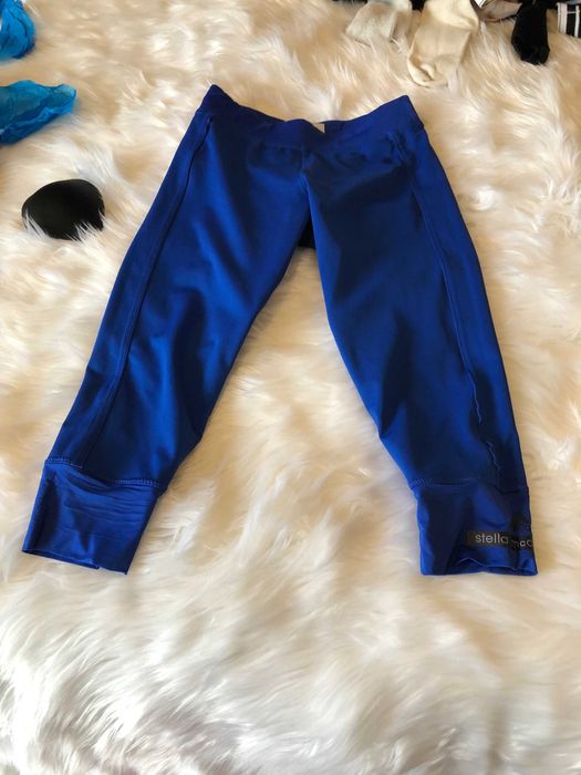 calcas ginasio leggins meia perna azul adidas stella mccartney S