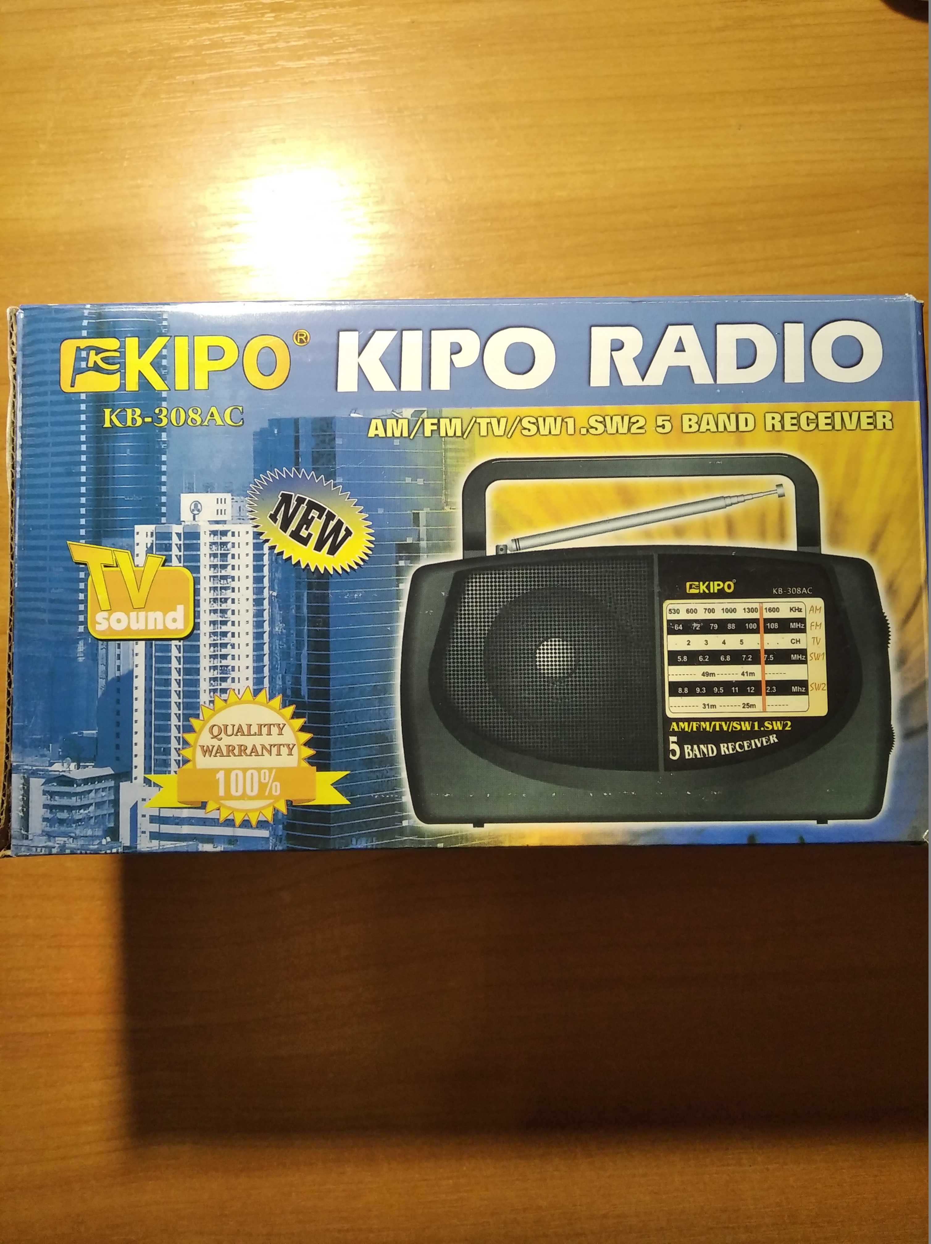 Радиоприемник  Kipo KB - 308AC. FM,AM, SW, ТВ диапазоны