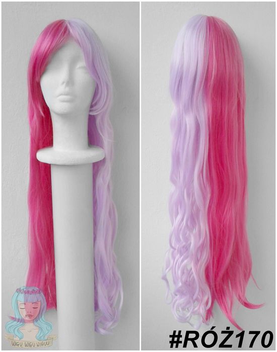 Megu COMPASS cosplay wig dye split różowa długa prosta peruka różowy