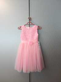 Сукня дитяча святкова ніжно- рожева БУСІНКА  на 8-9 років
