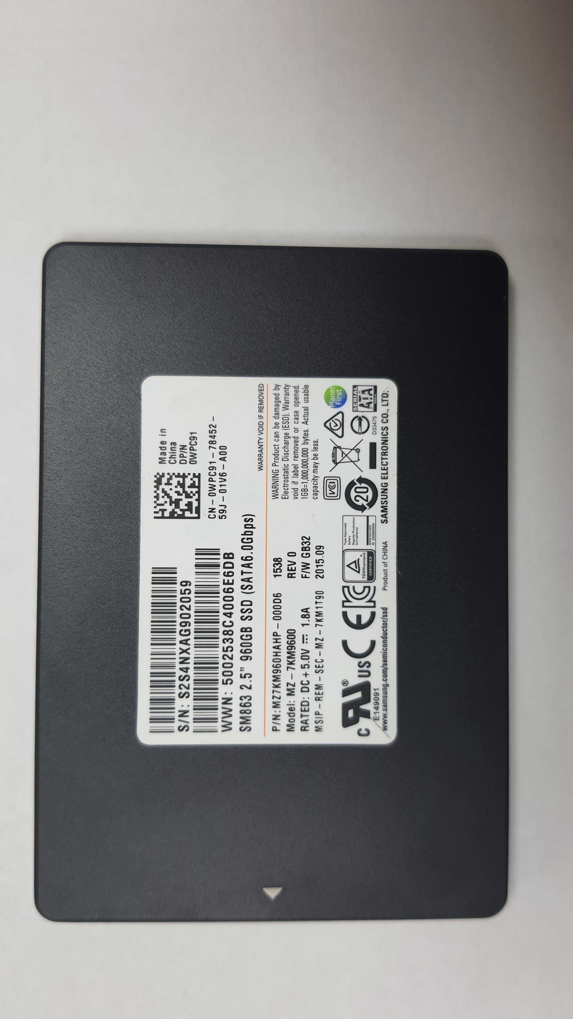 SATA SSD Samsung SM863 960 GB (серверний аналог 850 pro на 3D MLC)