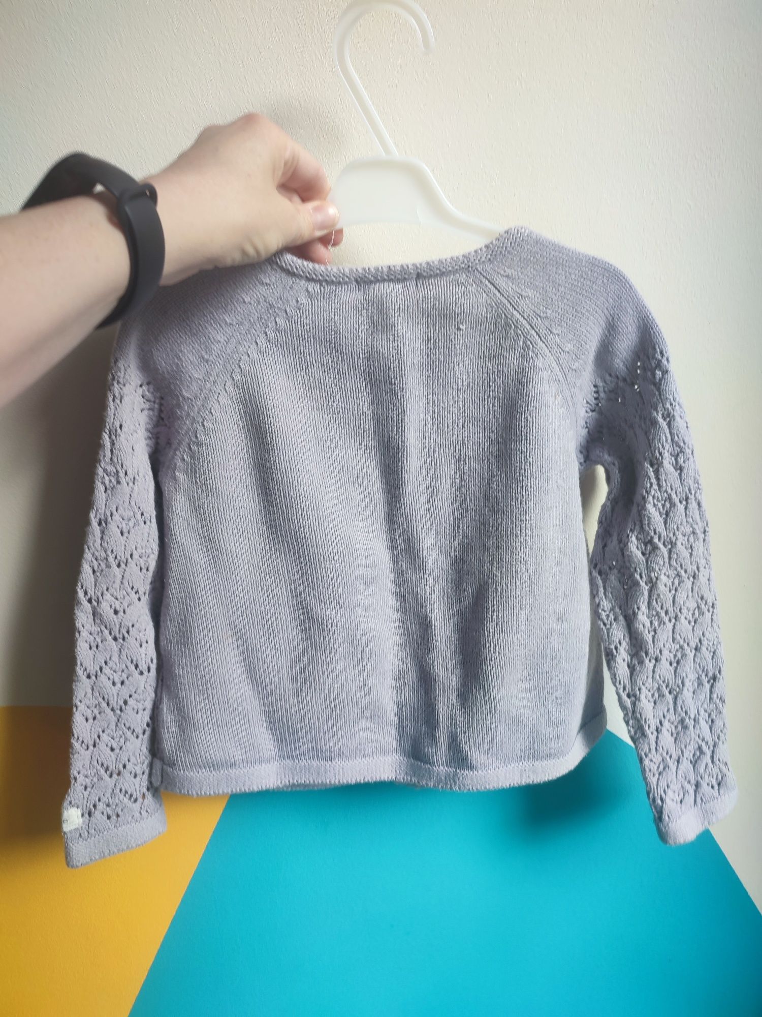 Sweter Newbie 92/98/104 sweterek ażurowy liliowy fioletowy