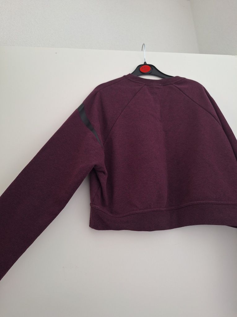Burgundowa fioletowa bluza nike crop top oversize