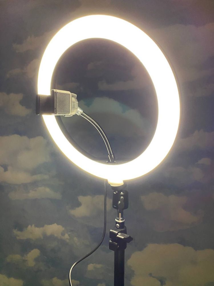 Кольцевая лампа 26 см Работает без света usb от повербанка light свет