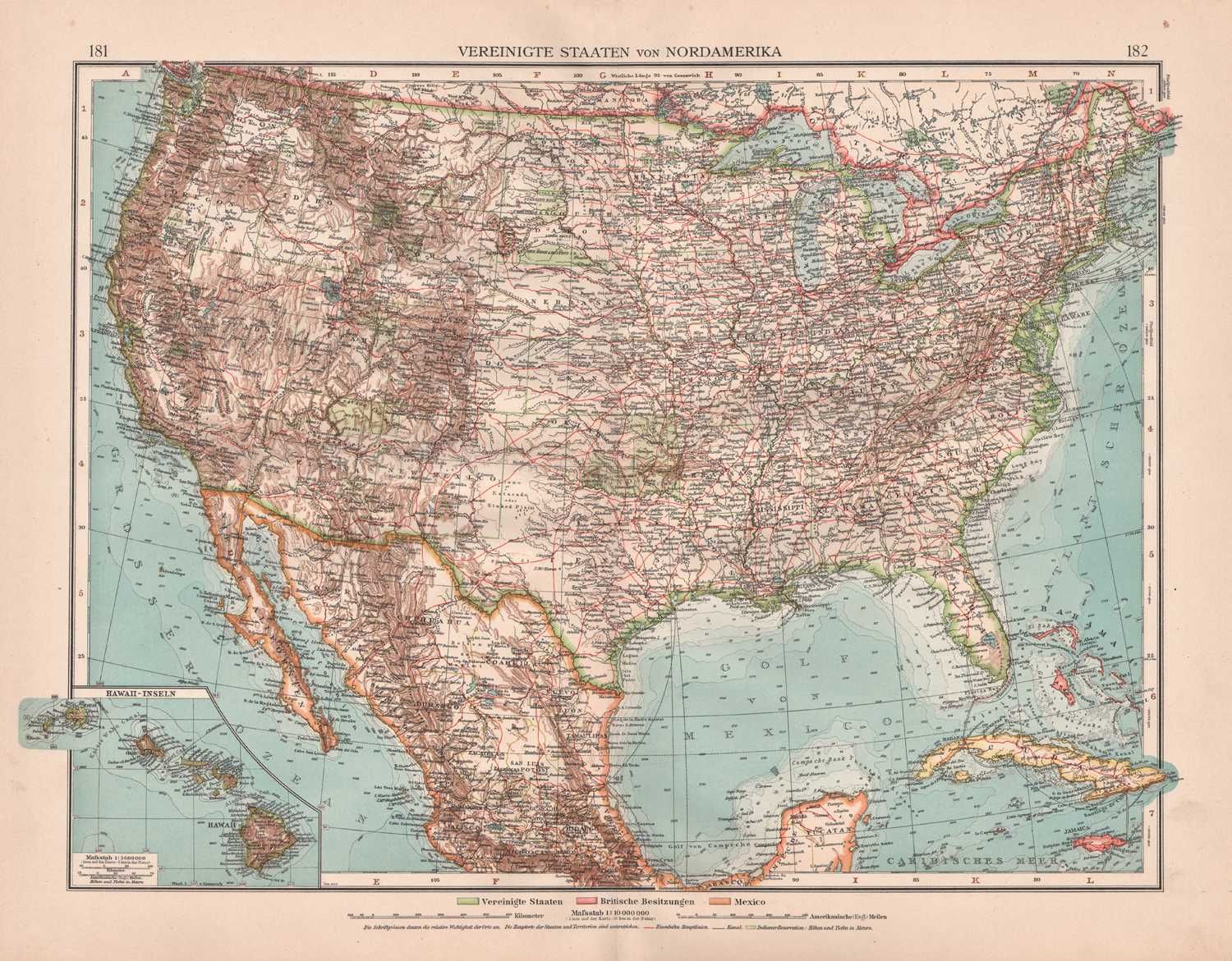 USA Stany Zjednoczone Ameryki Duża efektowna mapa 1900 r. autentyk