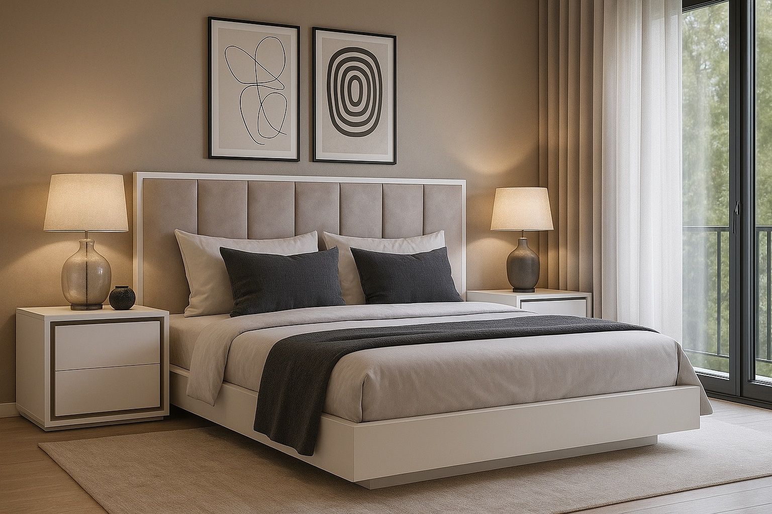 Cama e Mesas de Cabeceira