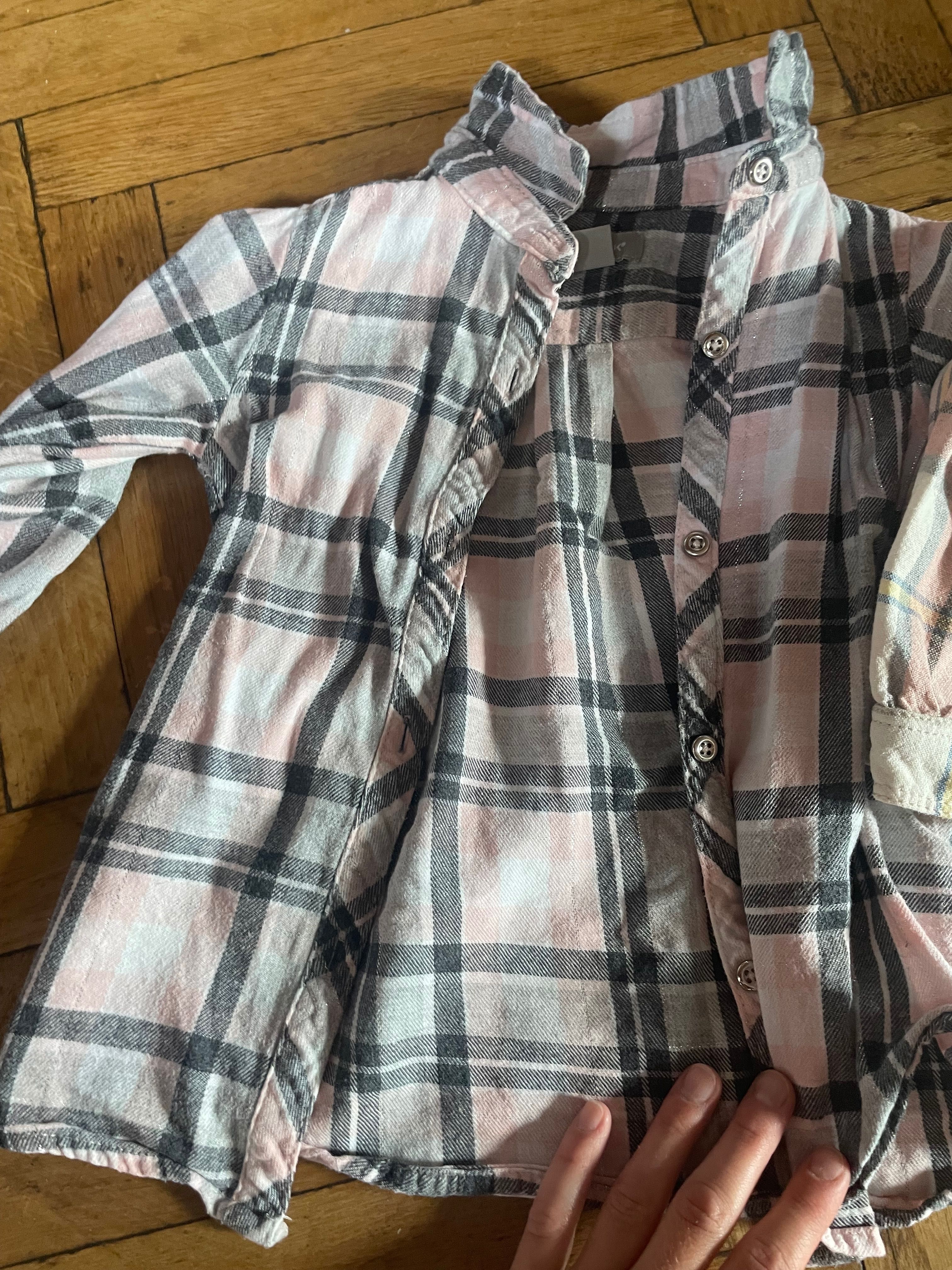 2 koszule w kratę dla dziewczynki Zara Primark śliczne na jesień 92