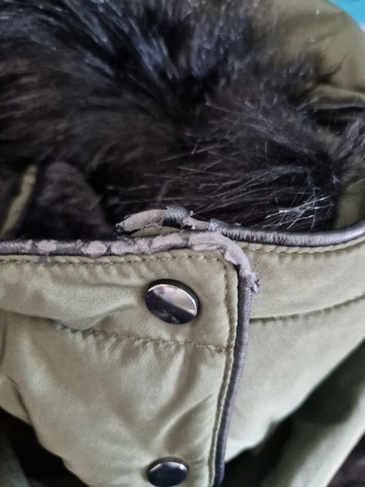 Taliowana kurtka damska zimowa  Zara kaczy puch plus pierze r M-L