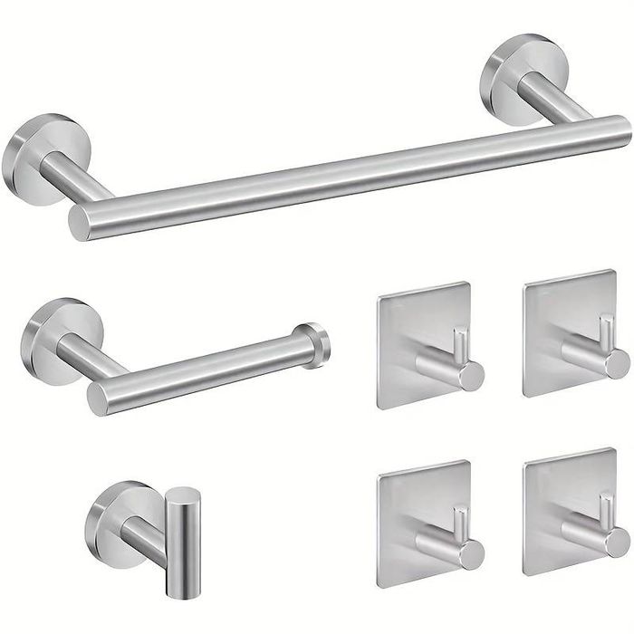 Zestaw wieszaków łazienkowych na ręczniki 7 elementów kol. inox