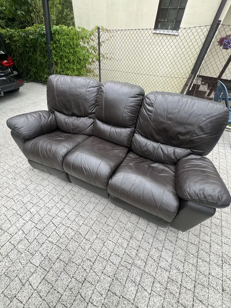 Sofa plus fotele z funkcją relax skóra