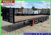 Budowlanka DMC 45 TON, zamki kontenerowe, MOCNA!!!  NACZEPA 13.600 mm - z placu! Drewno twarde, zderzak pneumatyczny!