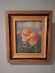 Quadro antigo, pintura a óleo naïf, 28 cm x 24cm