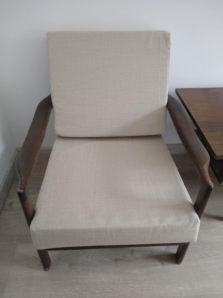 Zestaw retro fotele ława brązowe prl kozienice