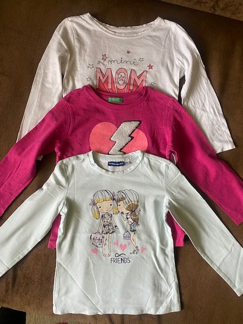 Bluzka długi rękaw 104 cm 3-pak