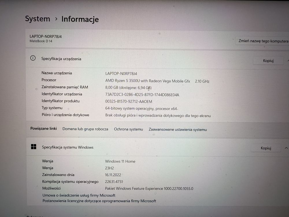 Laptop Huawei MateBook 14