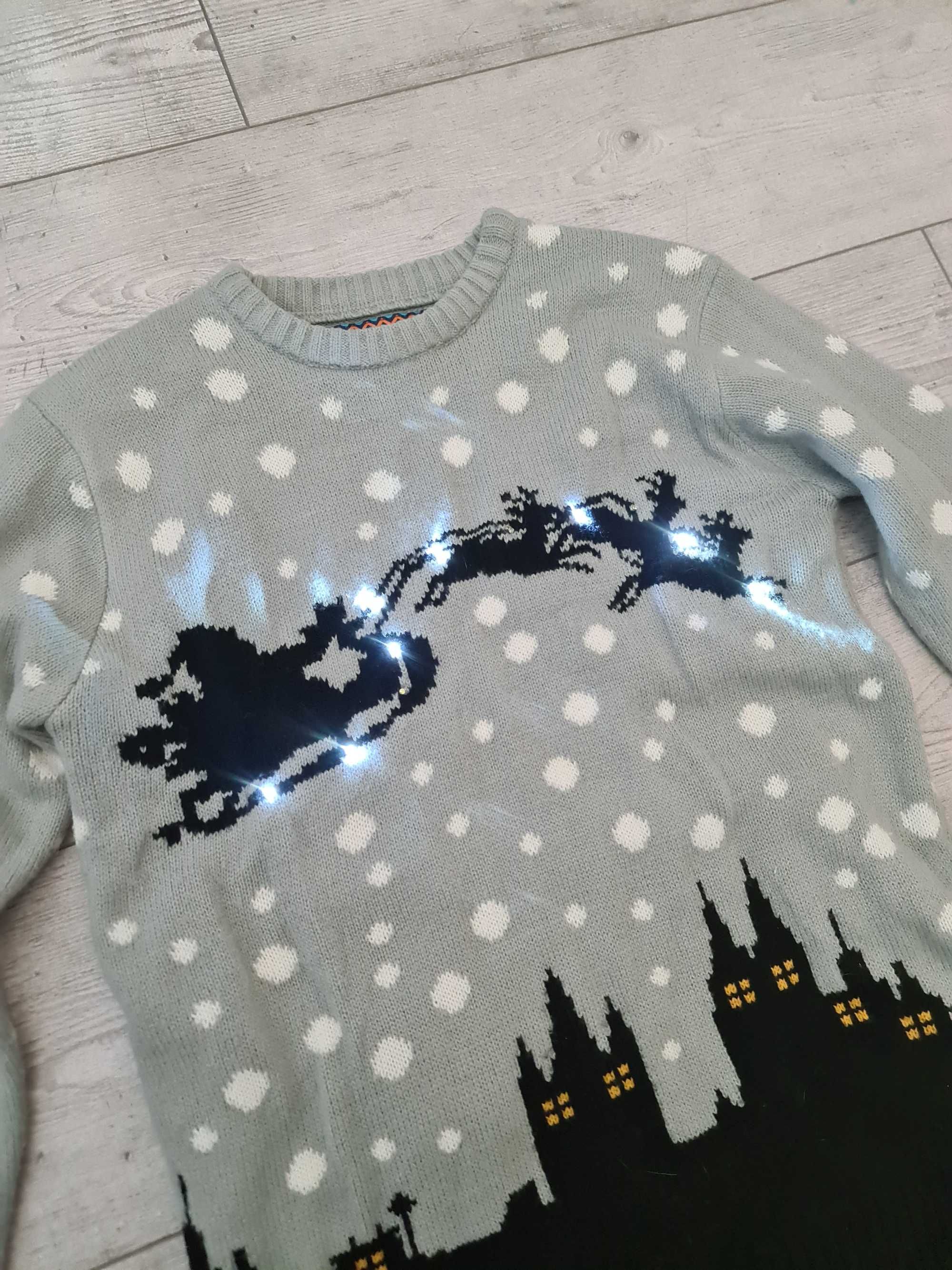 Sweter świąteczny lampki led Ugly Christmas szary Primark S