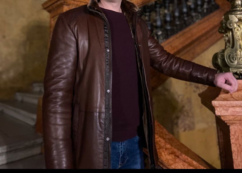 Куртка чоловіча шкіряна зимова Ares мєх цегейка