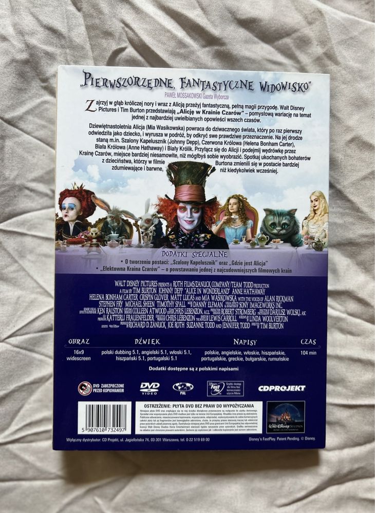 Alicja w krainie czarów film DVD Tim Burton Johnny Depp NOWY