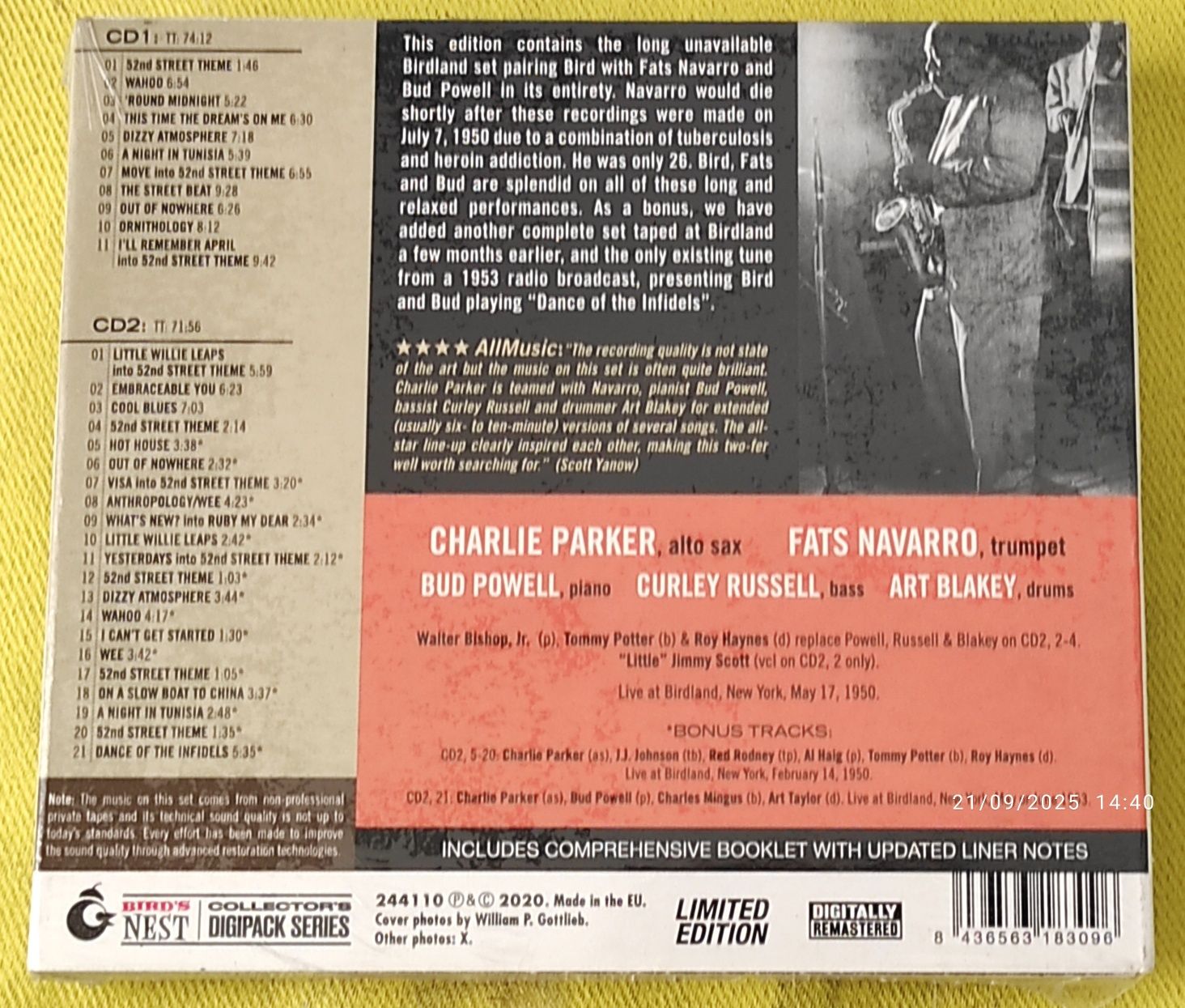 Charlie Parker & Fats Navarro - Complete Live At Birdland 2CD