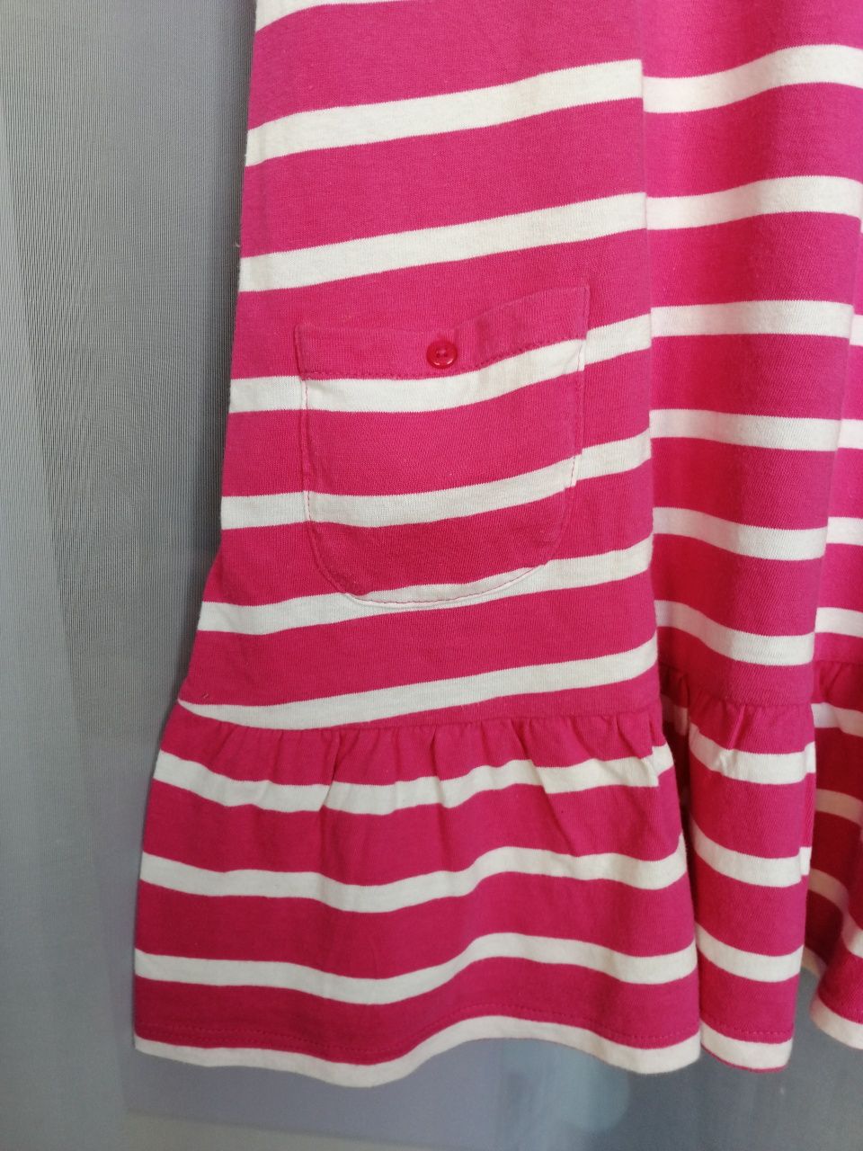 Vestido rosa com riscas e folho - 13/14 anos (PORTES GRÁTIS)