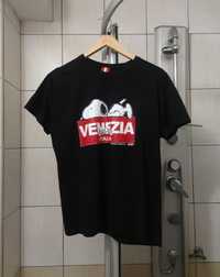 bluzka koszulka t-shirt męska L czarna Snoopy Venezia Italy sport retr