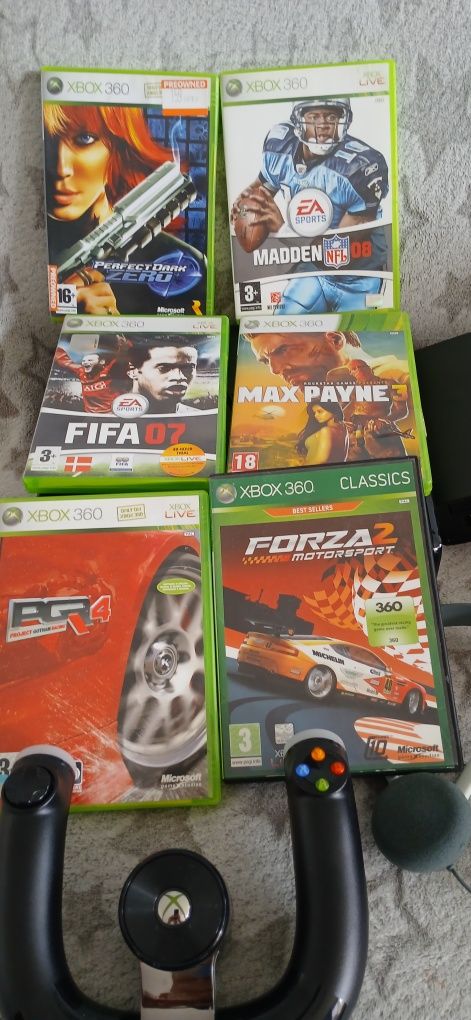 Xbox 360,pady,kierownica, gry,słuchawka