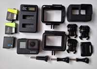 Kamerka GoPro Hero 7 Black + 3 baterie + ładowarka + 3 obudowy i inne
