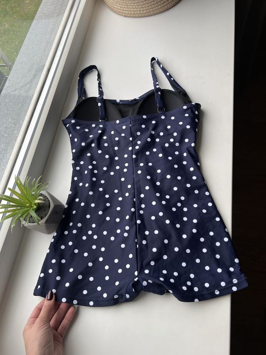 12 розмір суцільний спільний злитний купальник з шортиками у горох