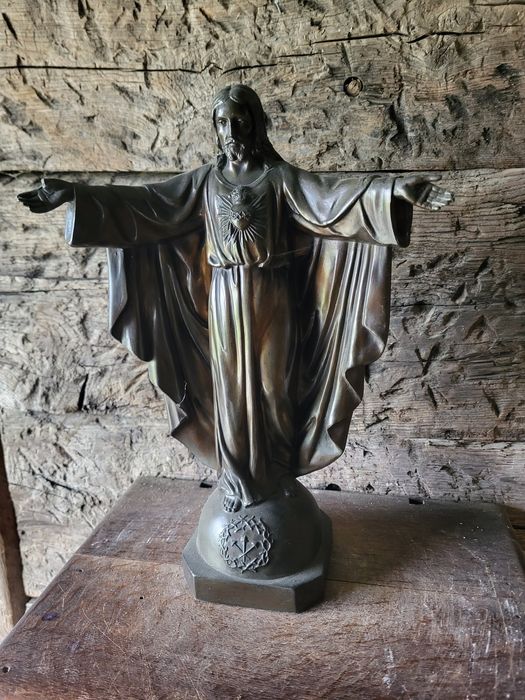 Francuska figurka Cynkal Pan Jezus Zbawiciel
