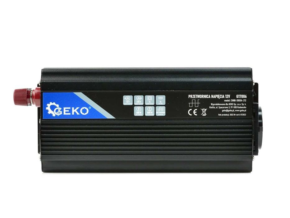 Przetwornica samochodowa napięcia 12V/230V 800W/1600W Geko NOWA