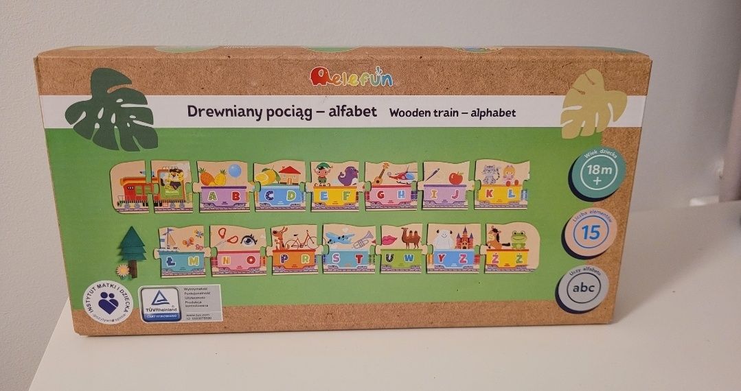 3 ZABAWKI: Mata edukacyjna, Puzzle drewniane, Piłka zmyłka