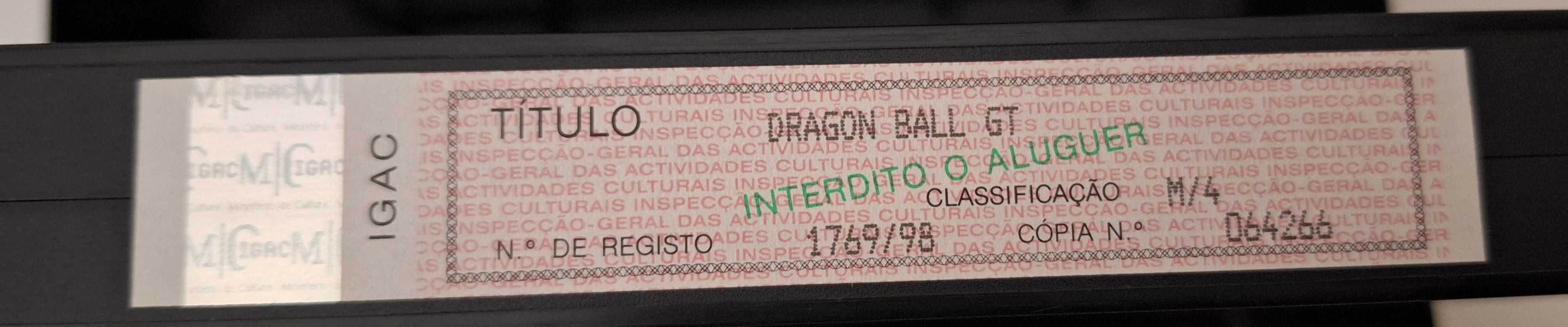 Dragon Ball GT - Cassete  VHS - VINTAGE 1998