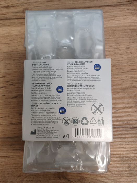 Zestaw 2 żelowe torebki chłodzące na butelki alkohol