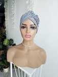 Turban czepek Ewa szary nakrycie głowy podczas leczenia czapka