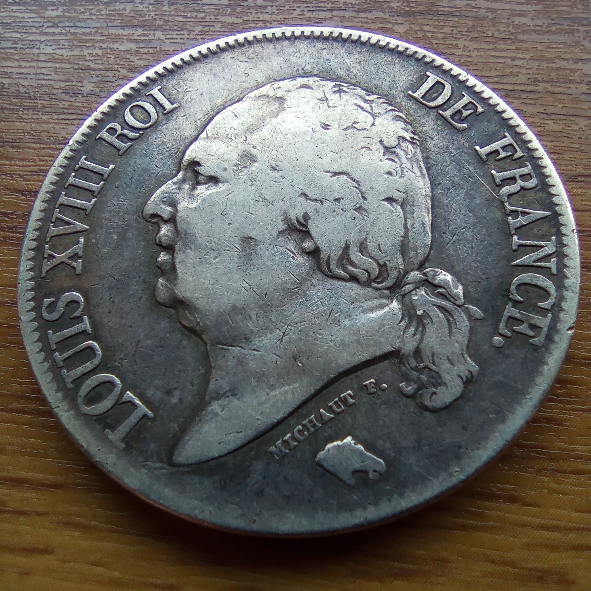 5 franków 1824 Farncja srebrna moneta