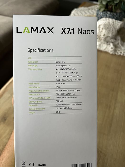 Kamera sporotwa Lamax X7.1NAOS + akcesoria Mał kamreka jak GoPro Hero