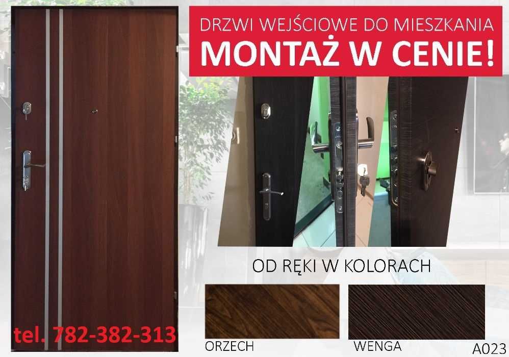 Drzwi wejściowe do mieszkania w bloku z montażem