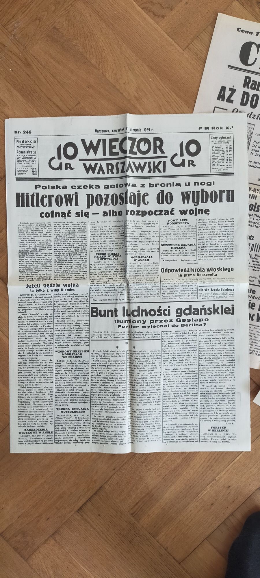 Gazety z pierwszych dni wojnny