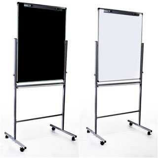 Комбінований фліпчарт з чорною та білою поверхнями на колесах 75х100