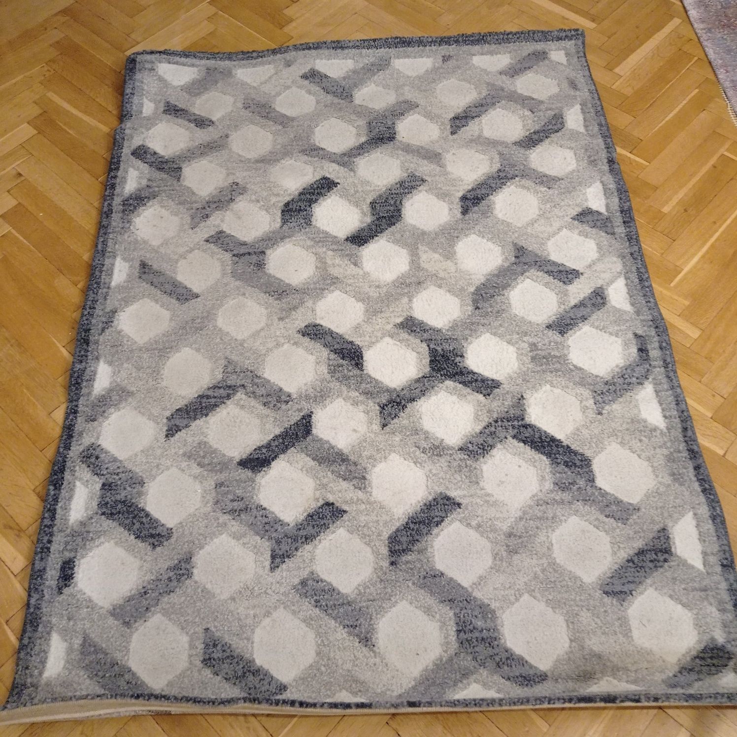 Dywan 120x170 cm plastry miodu odcienie szarości szary