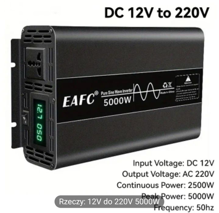 Przetwornica Inwerter 5000w DC 12V Na AC 230V