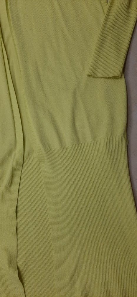 Sweter dlugi kardigan limonkowy żółty 40-42 L-XL Jak Nowy
