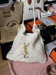 Сумка пляжна Saint Laurent Crochet Hobo Bag in Cream with Gold-Tone