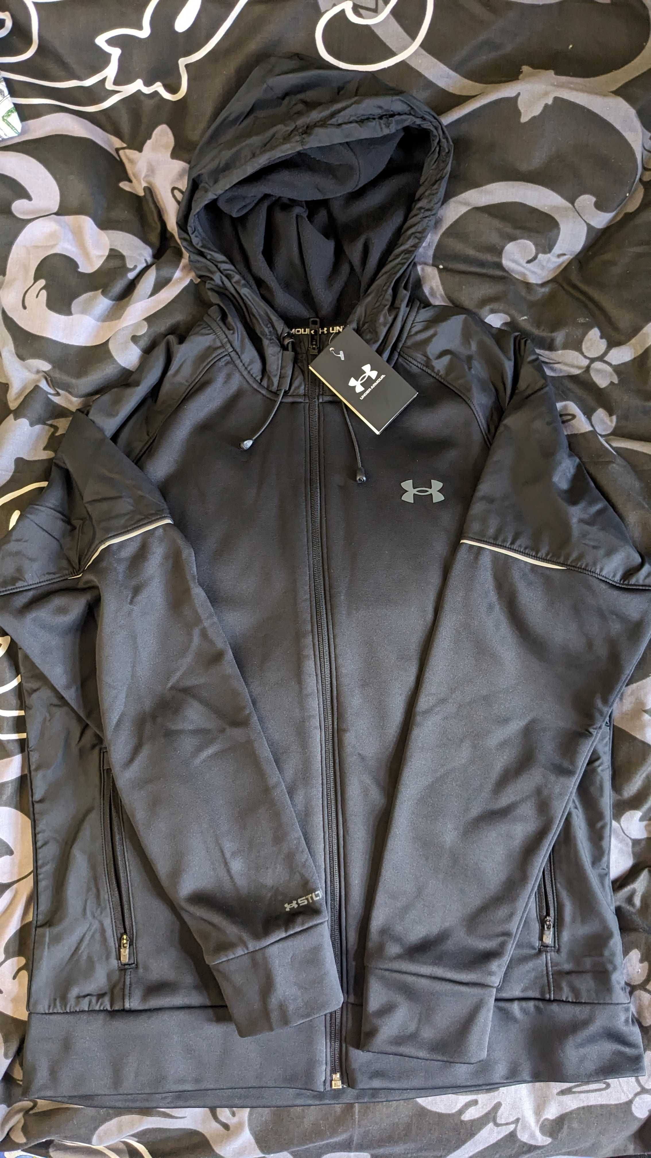 (S) Мужское черное худи UA AF Storm FZ Hoodie