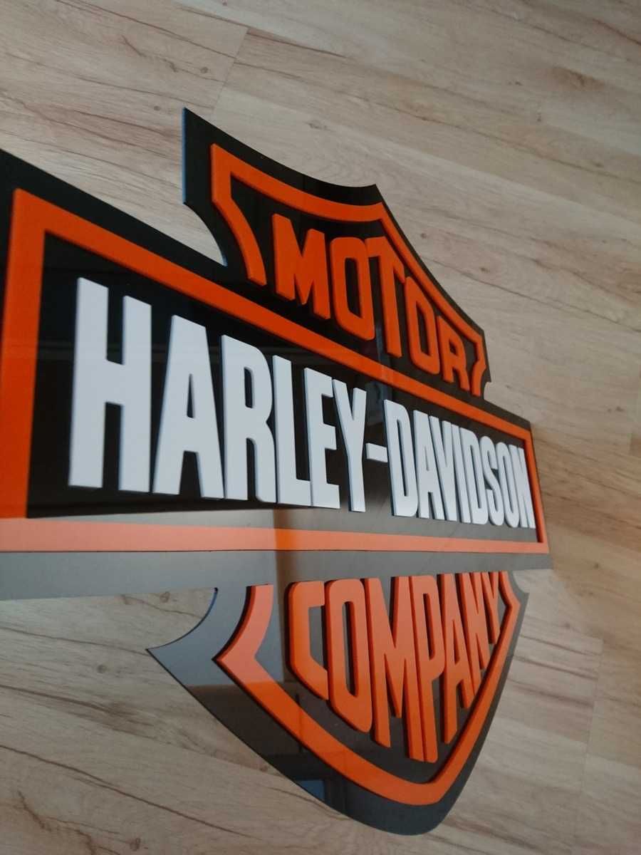 Logo szyld emblemat Harley Davidson do garażu pokoju na ścianę