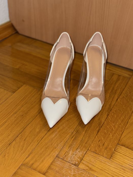 Туфлі Прозорі з Білим Серцем , розмір 39-40 (довжина стопи 25см)