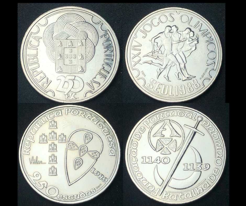 Lote de 250 Escudos cuproniquel 1988 e 1989