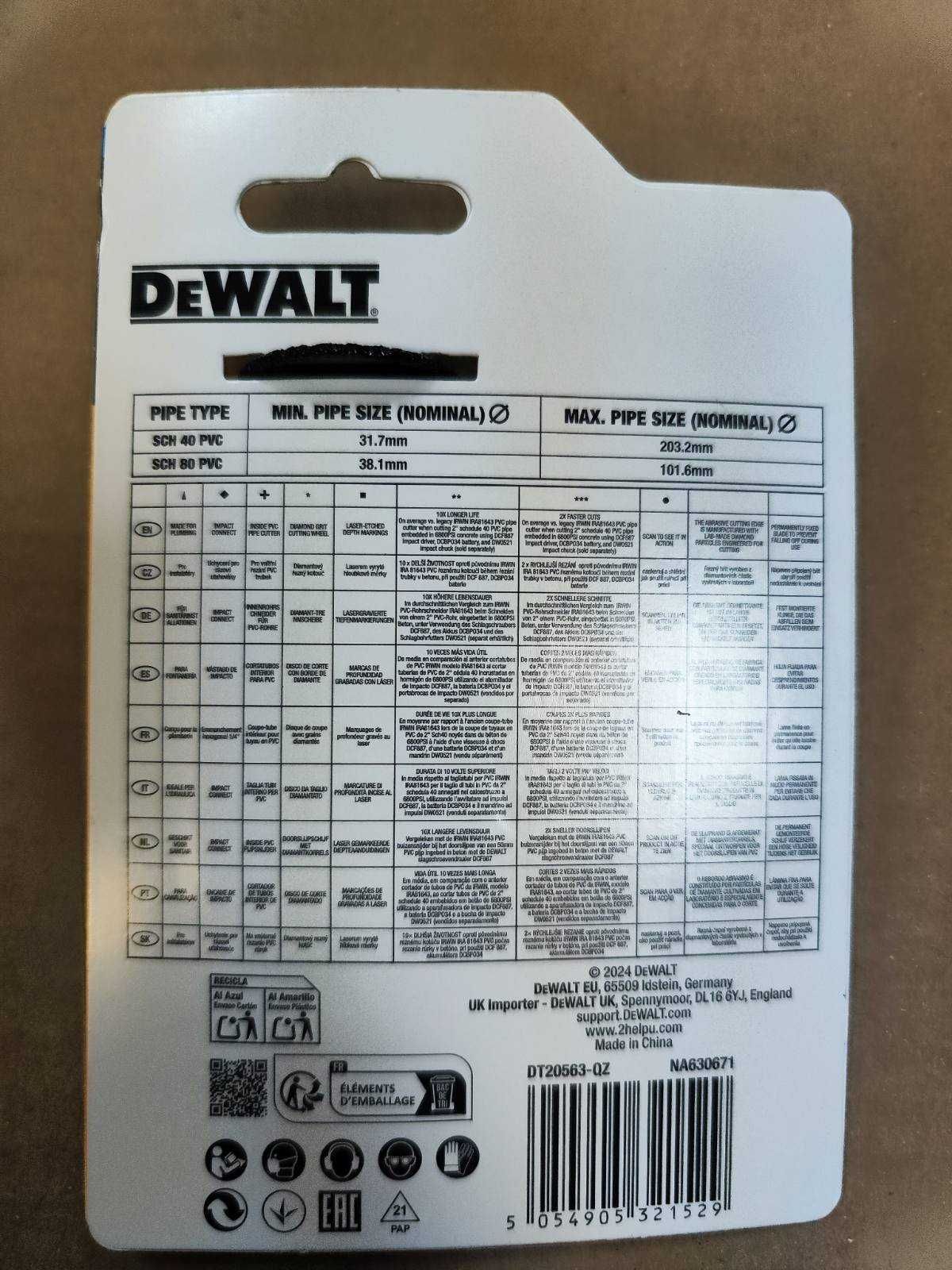 Насадка для різання труб DeWALT DT20563