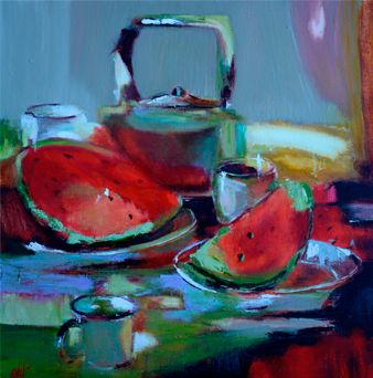 Картина маслом "Натюрморт с арбузами"